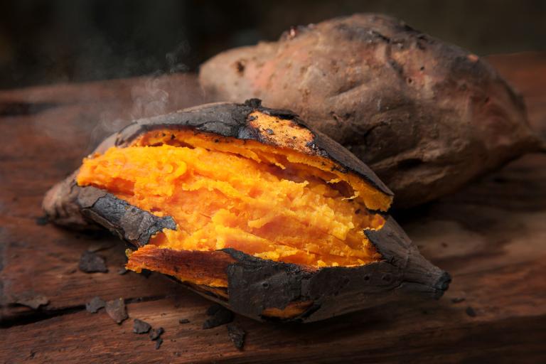 a tender baked sweet potato